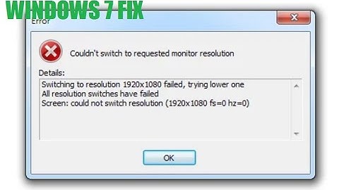 couldn't switch to requested monitor resolution WINDOWS 7 FIX