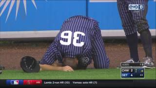 Jason Coats and J.B. Shuck collide in the outfield