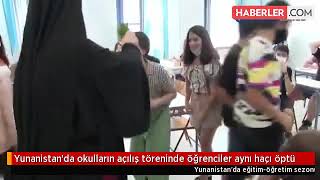 Yunanistanda Okulların Açılış Töreninde Öğrenciler Aynı Haçı Öptü