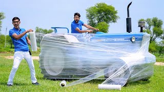 Wrapping a Tractor Completely | क्या ट्रेक्टर इस प्लास्टिक से बाहर निकल पायेगा?