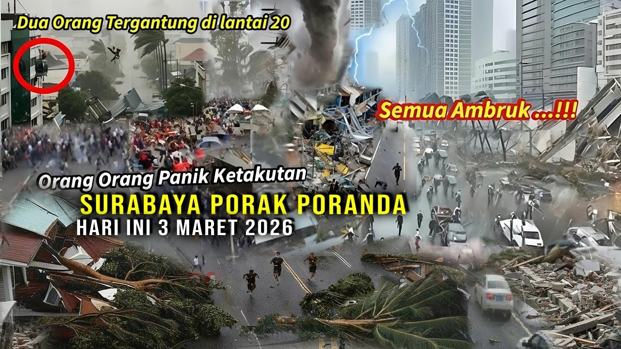 NGERI! JELANG WAKTU BERBUKA PUASA BADAI TORNADO SAPU SURABAYA DAN SIDOARJO 3-3-2026, WARGA HISTERIS
