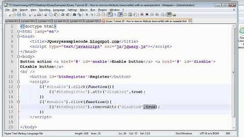 JQuery Tutorial 29 -  How to remove Attribute (removeAttr) with an example