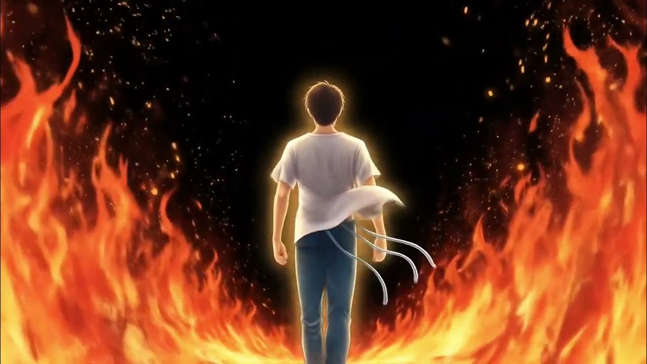 Anime Guy Walking Through Fire With Tzitzit Tassels | Ai Animation