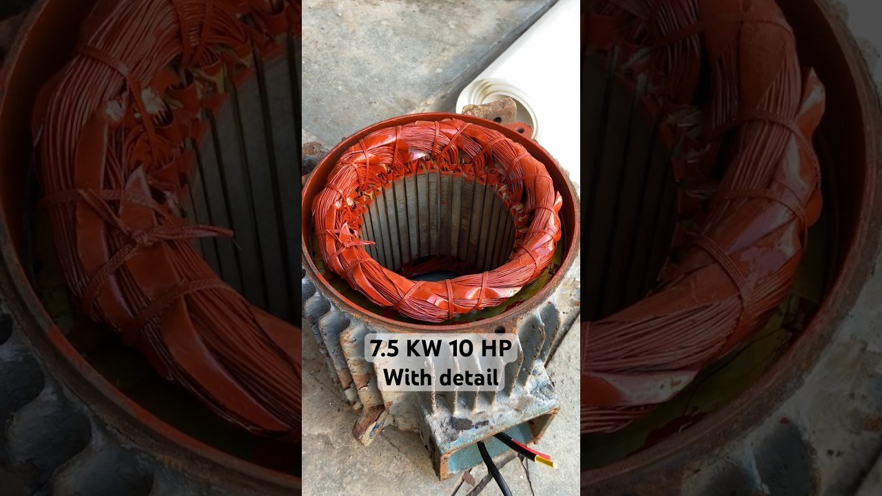 7.5 KW 10 HP 1400 RPM motor with full winding details 