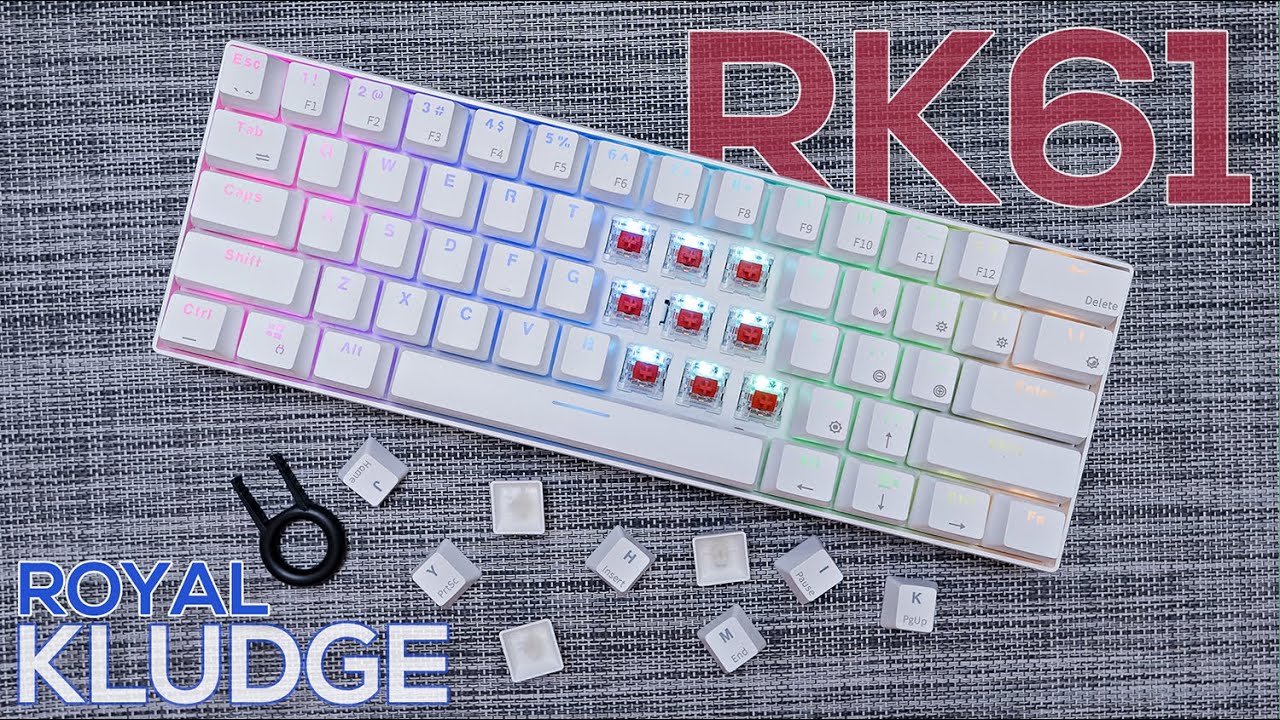 RK ROYAL KLUDGE RK61 Wireless 60% Mechanical Gaming Keyboard, Ultra-Compact  60 Keys Bluetooth Mechanical Keyboard with Programmable Software (Blue