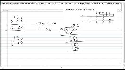 Primary 6 Singapore Mathematics Heuristics : Working backwards(Nanyang Primary School)