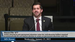 MN House elections committee hears permanent absentee ballot list bill 1/25/23