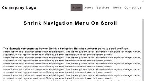 How to make html,css and javascript Shrink Navigation Menu on Scroll