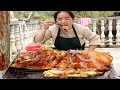 苗大姐半个猪腿烤着吃，左手啤酒右手肉，日子过得美滋滋！【苗阿朵美食】
