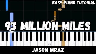 Jason Mraz - 93 Million Miles (Easy Piano Tutorial)