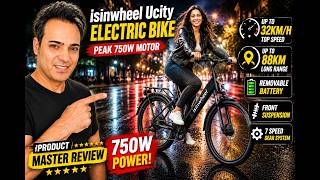 isinwheel Ucity Electric Bike for Adults,Peak 750W Motor Up to 88 Km & 32km/h,Battery Removable 26'