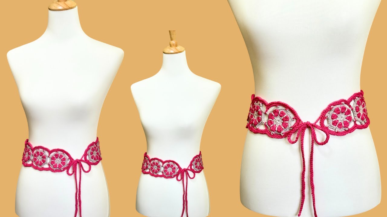 Mira qué belleza de CINTURÓN A CROCHET puedes tejer con poco hilado