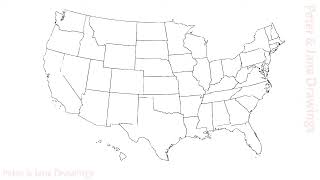 Draw US Map with States | Draw US Map | US Map drawing | Step by step US Map drawing