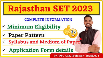 RAJASTHAN SET Exam 2023 Complete Information| SET Eligibility,Syllabus, Exam Date, SET Update