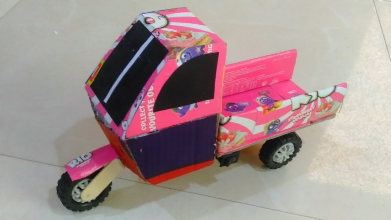 how to make loader rickshaw with cardboard | Homemade Ideas ...