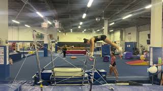 level 10 bar routine with a layout dismount.