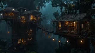 NO ADS 🌧️ 24 HOURS Hidden Treehouse Rain | Soft Thunder & Glow Lights for Deep Sleep screenshot 4