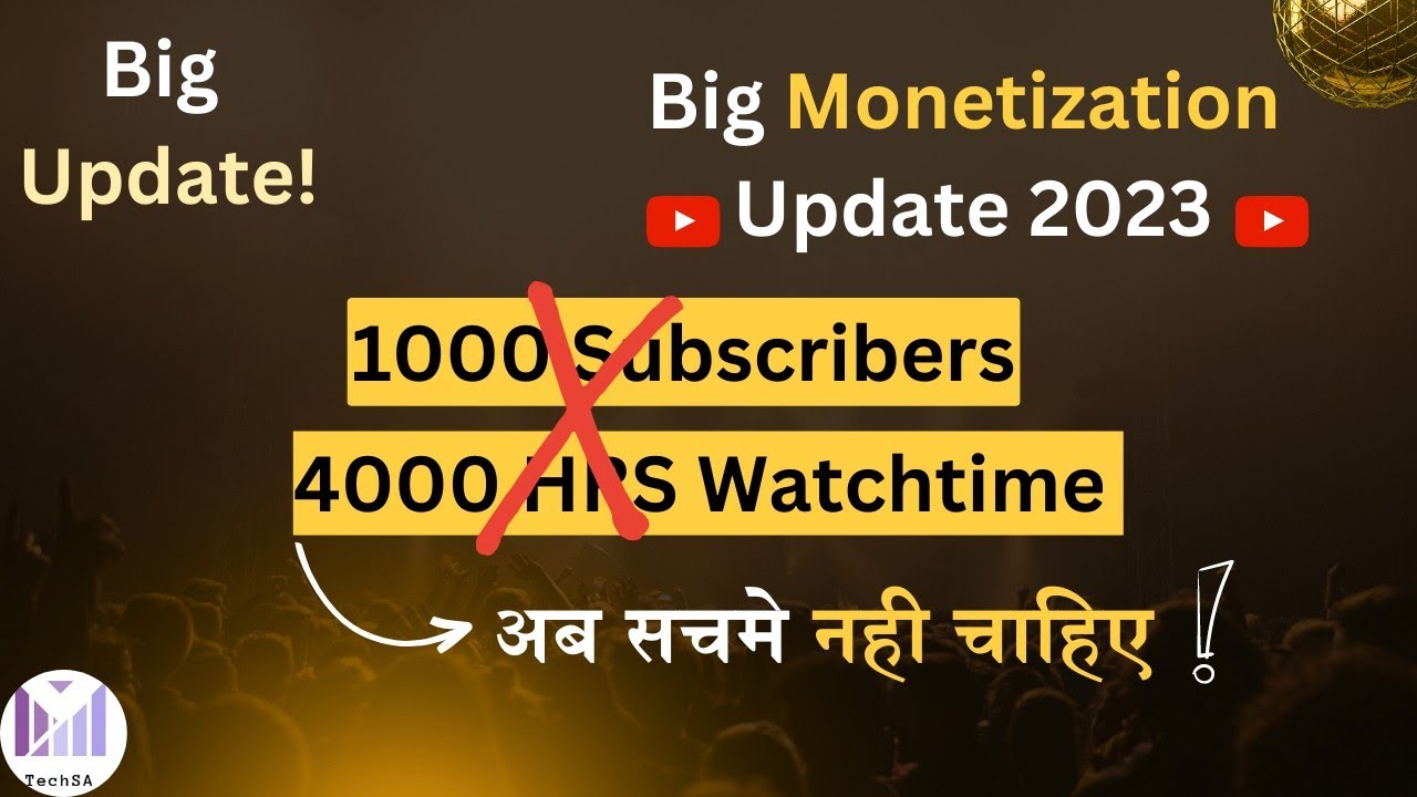 maybe! 1000 subscribers 4000h watchtime decrease with... Big Monetization Update || अब 1000 Subscribers & 4000 Hrs Watchtime नही ...