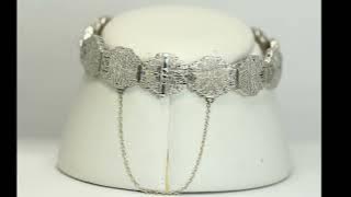 Natural Diamond Lab Created Sapphire Ant St Bracelet .37CT 14K WG Fits to 6.5
