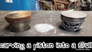 Piston Carving - Skull.