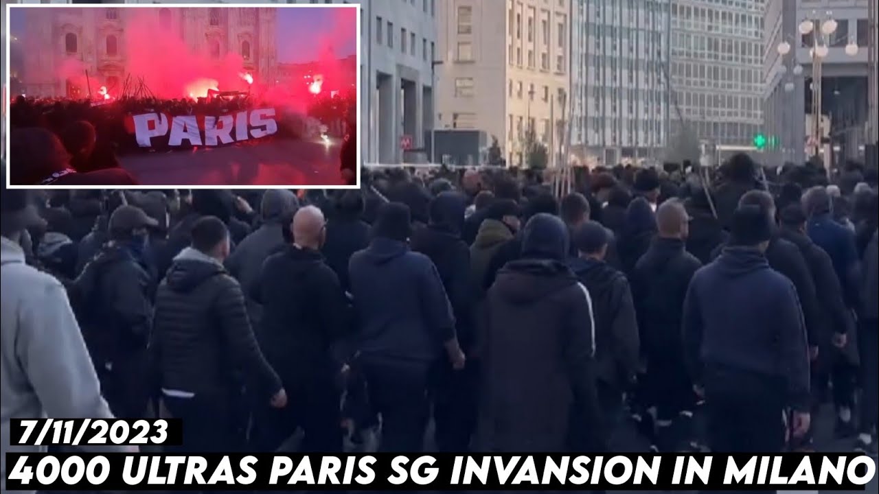 4000 ULTRAS PARIS SG INVANSION IN MILANO || AC Milan vs Paris Saint-Germain 7/11/2023