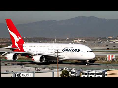 Qantas Airbus A380 (2X) Landing and Takeoff at LAX
