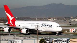 Qantas Airbus A380 2X Landing And Takeoff At Lax