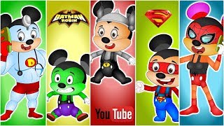 Five Superhero Mickey Mouse Jumping On the Bed, 5 Little Monkeys Songs, Nursery Rhyme for Kids