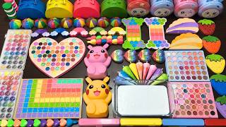 RELAXING WITH POKEMON VS PIPING BAGS ! Mixing MAKEUP, CLAY & Glitter into GLOSSY Slime !!!