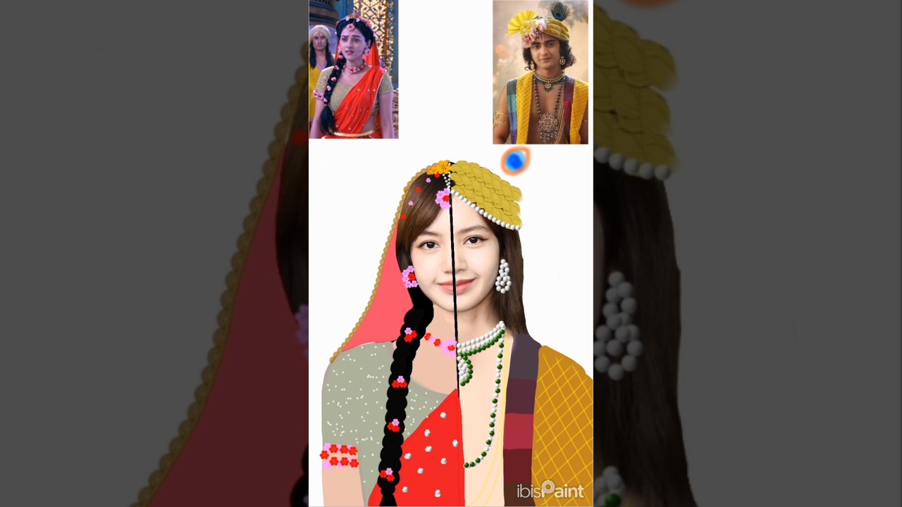 Lisa  shree krishna and Radha half face drawing😇❤️✨