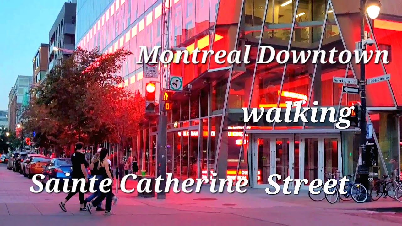 Montreal Downtown walking Sainte Catherine street - YouTube