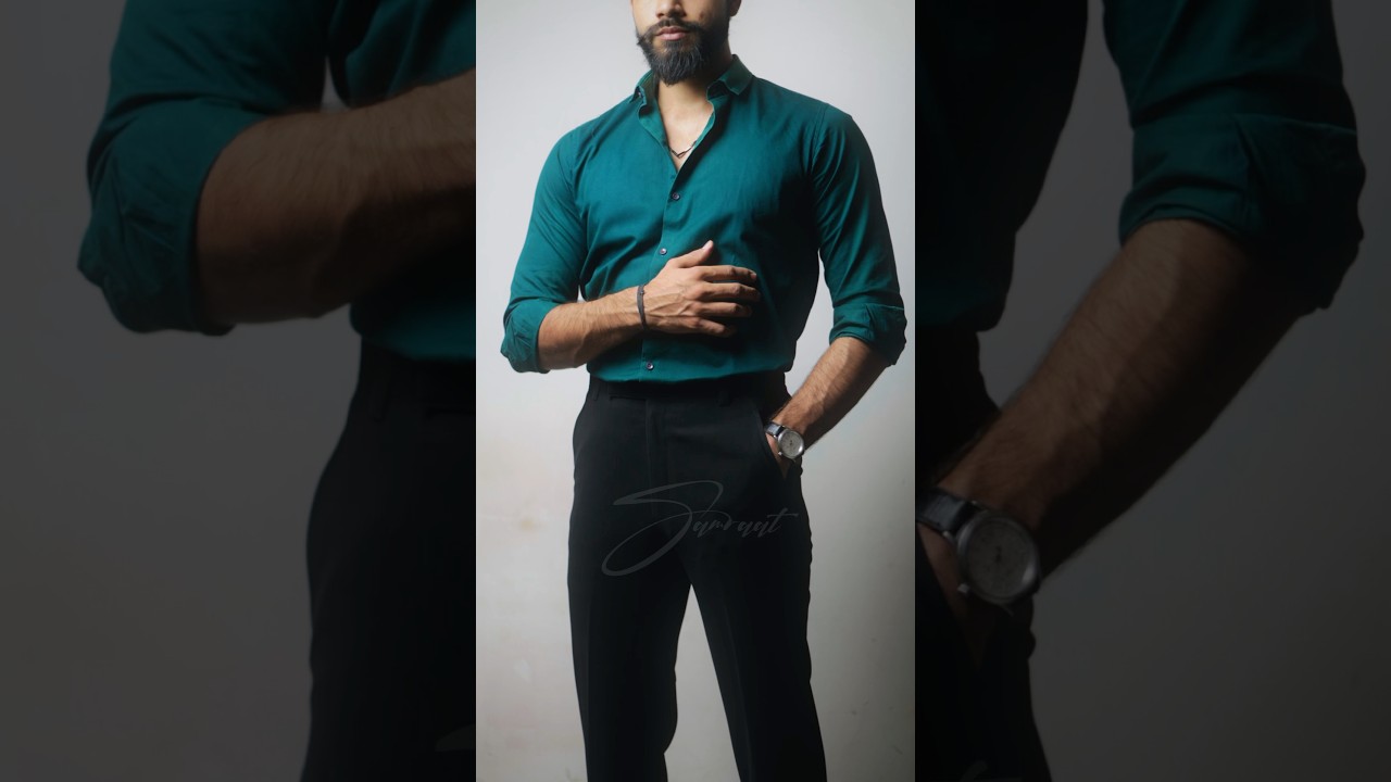 Sea Green shirt + Matte Black Pants 