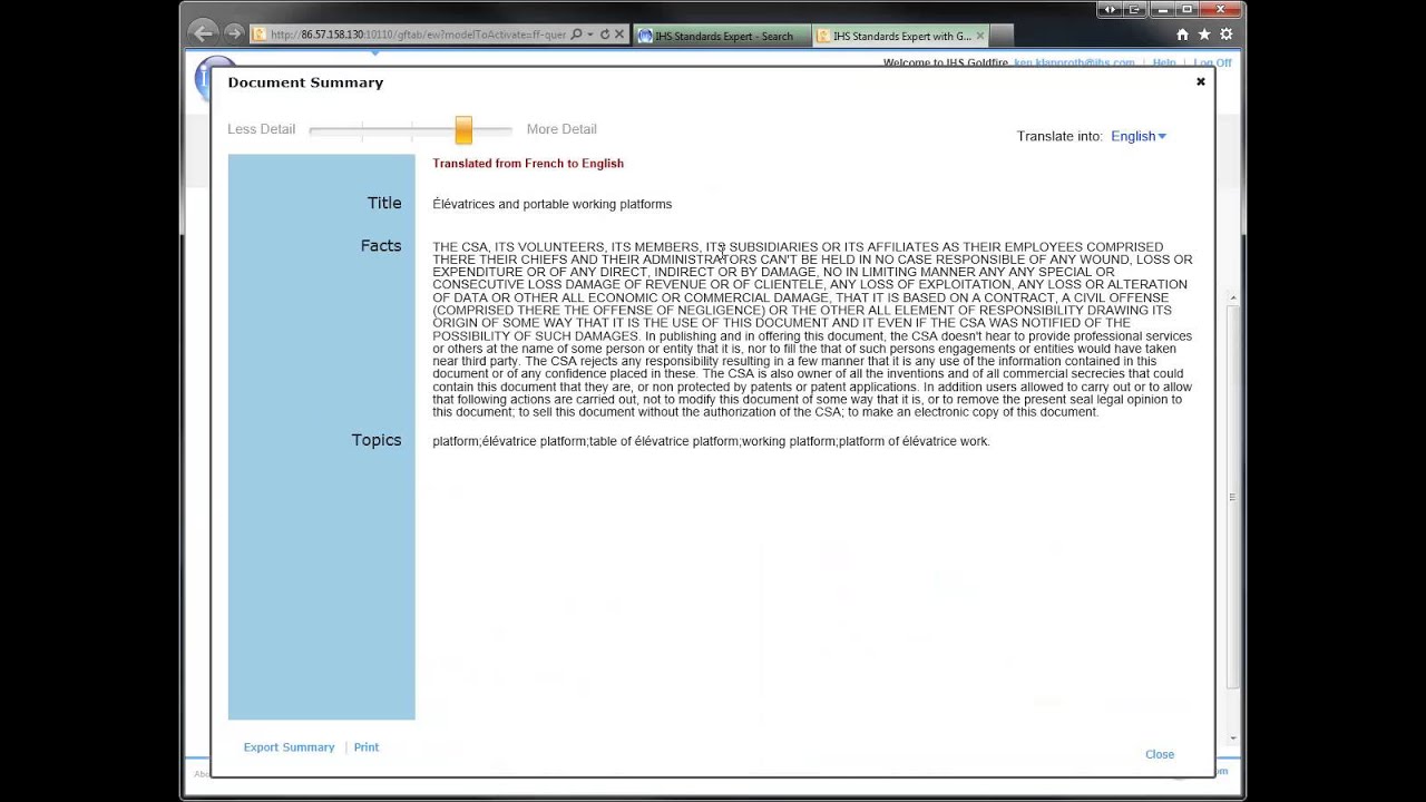 IHS Standards Expert with Goldfire