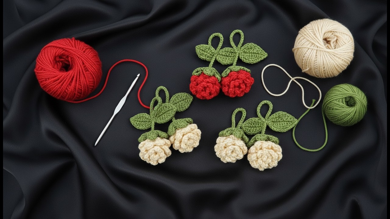 How to Crochet a Round Flower Keychain  Pom Pom Flower Tutorial