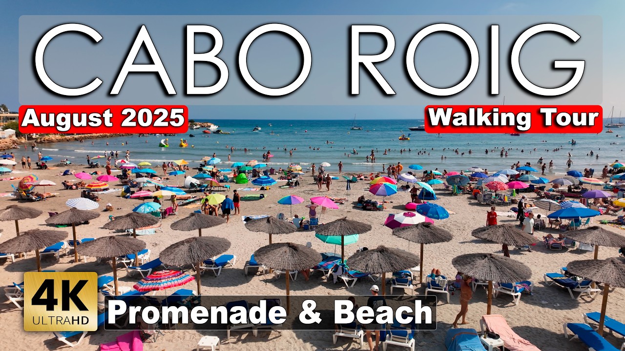 Cabo Roig - Promenade And Beach 2025, August 7 - Spain | Costa Blanca - Walking tour [4k 60fps]