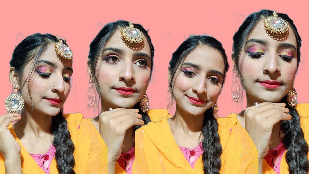 Haldi makeup look💖//Bridal haldi Makeup 💄//pujabi Wedding guest haldi look|| 