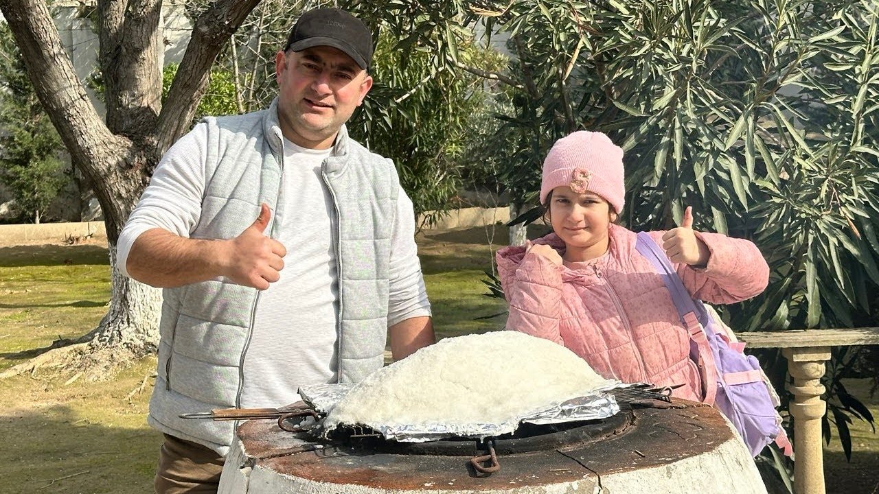 Təndirdə duzun içində Farel balığı bişirdim | Natural qida