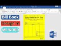 MS Word Me Bill Book Kaise Banaye | Professional Bill Book Design Step by Step 💻✨