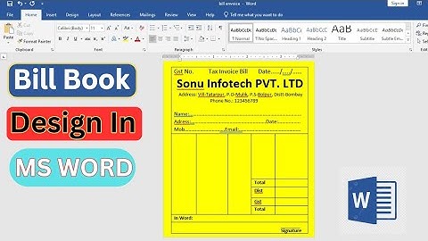MS Word Me Bill Book Kaise Banaye | Professional Bill Book Design Step by Step 💻✨