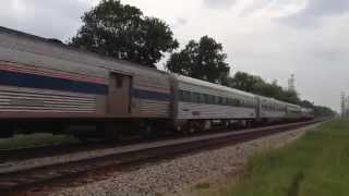 Amtrak 189 leading #7 with 3 PV's and 5 Office Cars