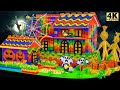 Halloween Haunted House with Ghost Pumpkin, Scarecrow Straw | Amazing Magnet Happy Halloween