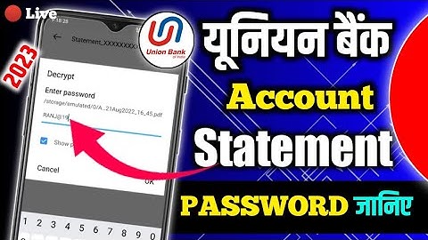 Union Bank Statement Pdf Password | How To Union Bank Statement Password | Ranji Technical