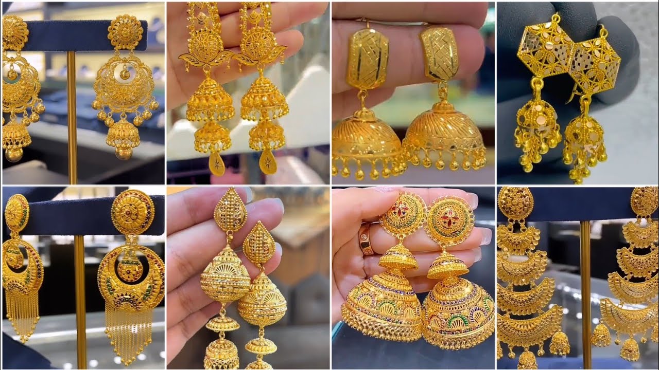 22K Gold Plated Full Ear Earrings Jhumka Gorgeous Wedding Indian Pakistani  Set | eBay