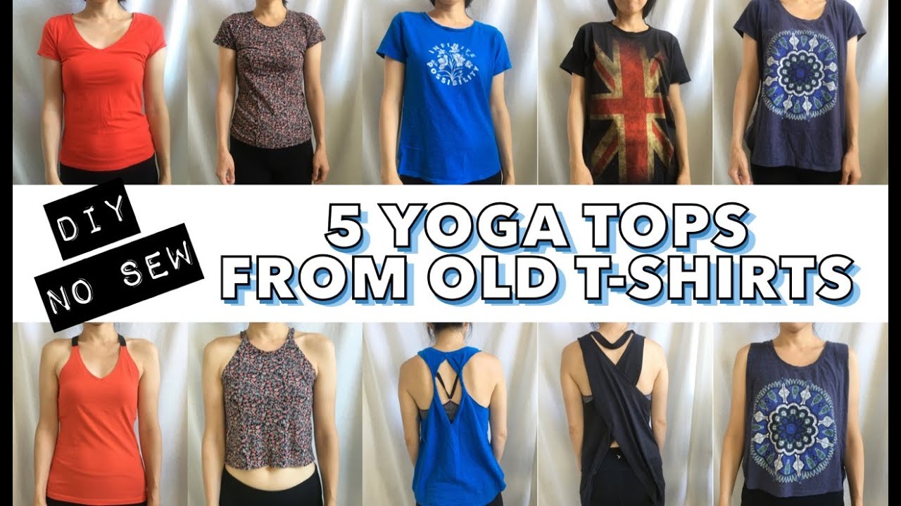 No Sew Yoga Tops From Old T Shirt (5 DIY Upcycle Projects!) 