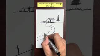 Simple Countryside Scenery Drawing Tutorial | Step by Step Tutorials #art #drawing #trending