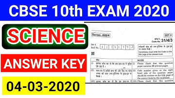 Cbse class 10th science pape solution 4 march 2020