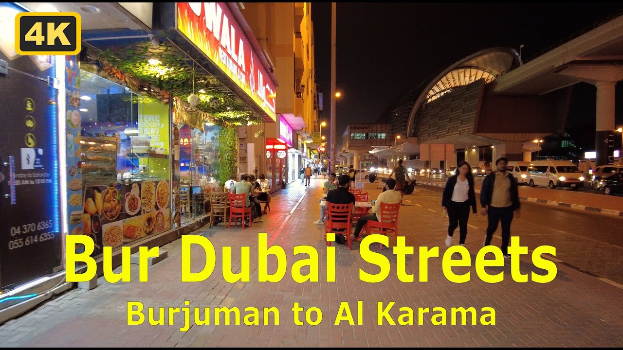 Bur Dubai Streets | Burjuman Metro Station to ADCB Metro Station| Evening [4K] Walking Tour