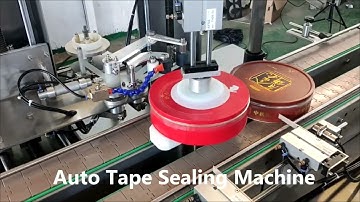 Auto box tape sealing machine,Biscuit,cookie container tape around machine,tin box tape supplier
