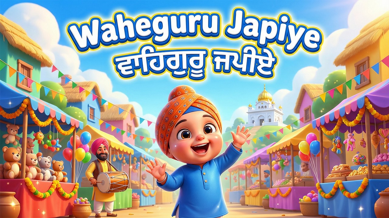 Waheguru Japiye | ਛੋਟੇ ਬੱਚਿਆਂ ਲਈ | Satnam Waheguru Japiye for Kids | Punjabi Rhymes | Sikh Rhymes