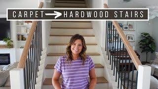 STAIRWAY MAKEOVER REVEAL!! | How I Turned My Carpet Stairs Into Hardwood